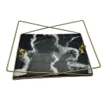 سینی پذیرایی مستطیل رزینی طرح سنگ‌مرمر